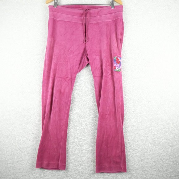 Vintage Velour Track Suit Womens Medium Pink Barbie Sporty Floral 90s Y2K - Picture 9 of 15